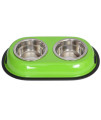 Iconic Pet - Color Splash Stainless Steel Double Diner (Green) for Dog/Cat - 1 Pt - 16 oz - 2 cup
