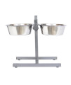 Iconic Pet - Adjustable Stainless Steel Pet Double Diner for Dog - 2 Qt - 64 oz - 8 cup