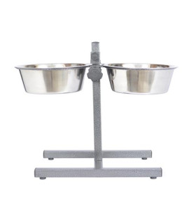 Iconic Pet - Adjustable Stainless Steel Pet Double Diner for Dog - 3 Qt - 96 oz - 12 cup