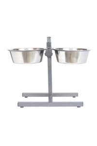 Iconic Pet - Adjustable Stainless Steel Pet Double Diner for Dog - 5 Qt - 160 oz - 20 cup