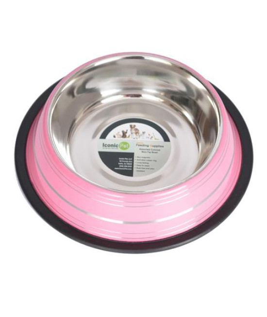 Color Splash Stripe Non-Skid Pet Bowl 16 oz - Pink