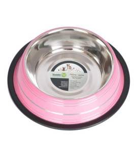 Color Splash Stripe Non-Skid Pet Bowl 32 oz - Pink