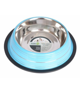 Color Splash Stripe Non-Skid Pet Bowl 8 oz - Blue