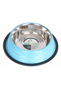 Color Splash Stripe Non-Skid Pet Bowl 64 oz - Blue