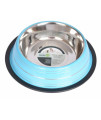 Color Splash Stripe Non-Skid Pet Bowl 64 oz - Blue