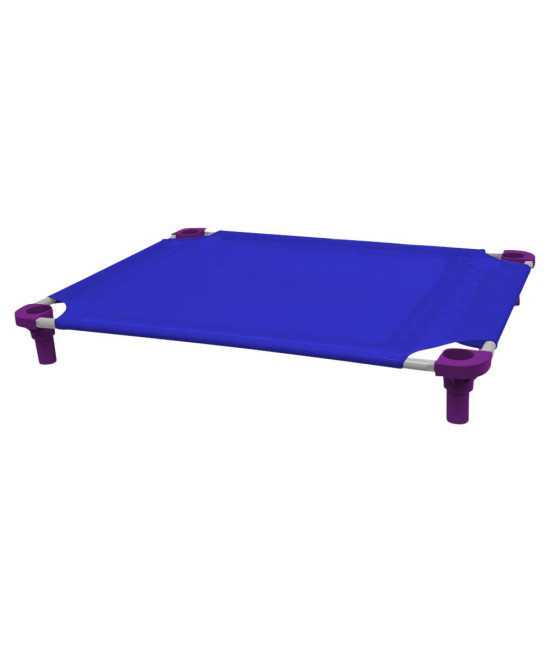 40x30 Pet Cot in Blue with Purple Legs, Unassembled
