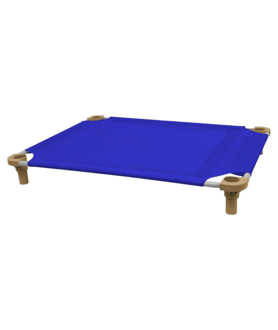 40x30 Pet Cot in Blue with Tan Legs, Unassembled