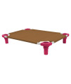 30x22 Pet Cot in Brown with Fuchsia Legs, Unassembled