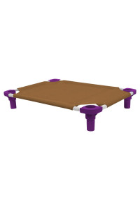30x22 Pet Cot in Brown with Purple Legs, Unassembled