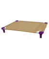 40x30 Pet Cot in Tan with Purple Legs, Unassembled