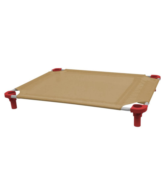 40x30 Pet Cot in Tan with Red Legs, Unassembled