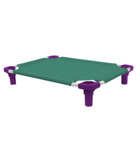 30x22 Pet Cot in Teal with Purple Legs, Unassembled
