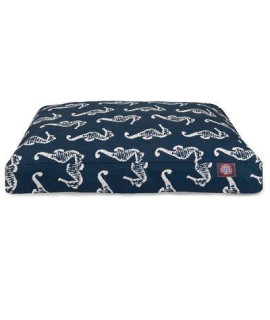 Navy Sea Horse Small Rectangle Pet Bed