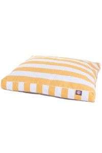 Yellow Vertical Stripe Medium Rectangle Pet Bed