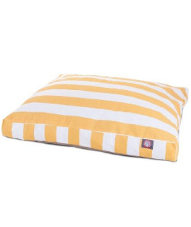 Yellow Vertical Stripe Medium Rectangle Pet Bed