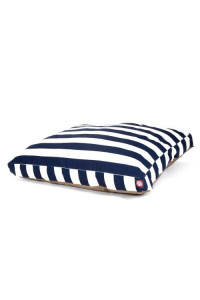 Navy Blue Vertical Stripe Large Rectangle Pet Bed