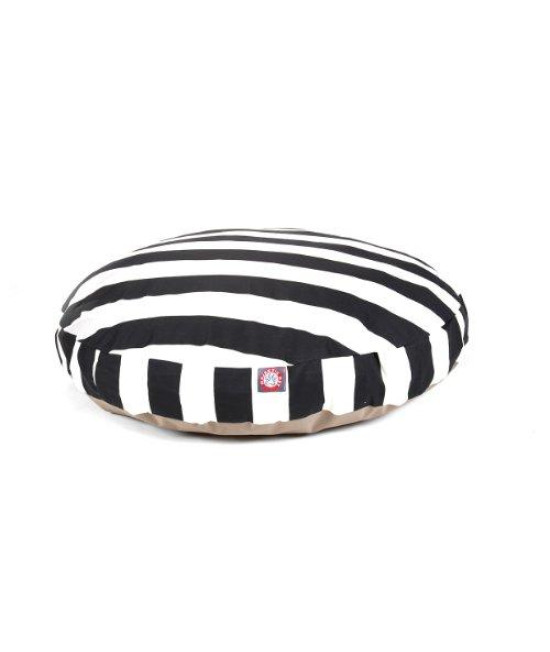 Black Vertical Stripe Large Round Pet Bed