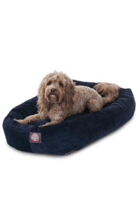 32" Navy Villa Collection Micro-Velvet Bagel Bed By Majestic Pet Products
