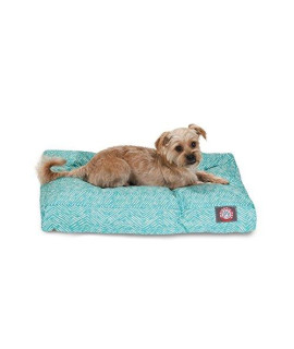 Teal Navajo Small Rectangle Pet Bed