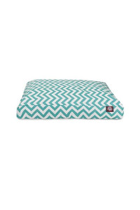Teal Chevron Small Rectangle Pet Bed