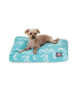 Teal Sea Horse Small Rectangle Pet Bed