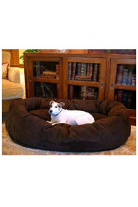 52" Chocolate Suede Bagel Dog Bed By Majestic Pet Products