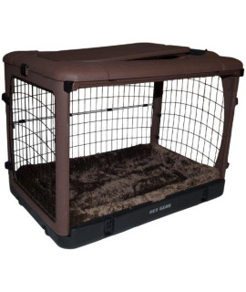 *NEW* THE OTHER DOOR STEEL CRATE WITH PAD, 36", CHOCOLAT