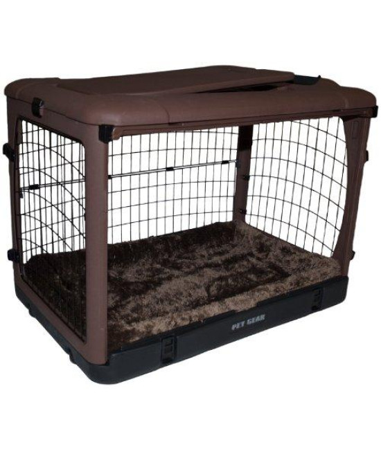 *NEW* THE OTHER DOOR STEEL CRATE WITH PAD, 42", CHOCOLAT