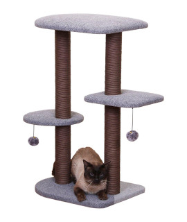 PetPals Groovy - Grey and Chocolate Cat Tree with Hanging Balls
