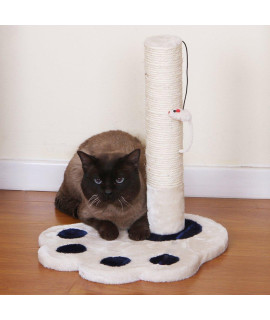 PetPals Paw - Cream and Blue Sisal Scratching Post with Toy