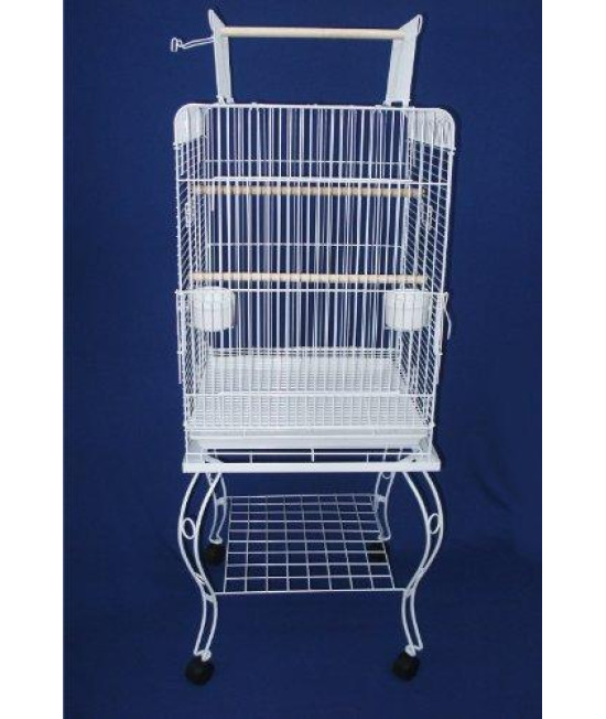 24" Open top Parrot Cage With Stand in White