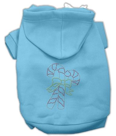 Candy Cane Dog Hoodie Baby Blue/Large
