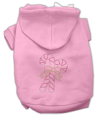 Candy Cane Dog Hoodie Pink/Large