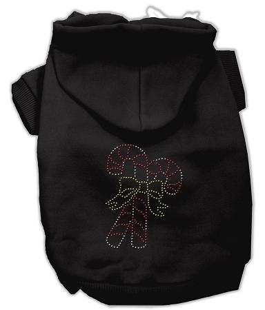 Candy Cane Dog Hoodie Black/Small