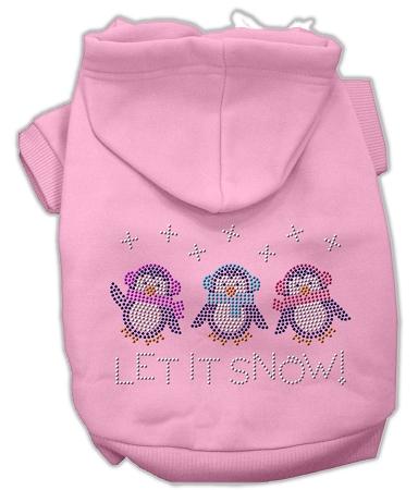 Let it Snow Penguins Rhinestone Dog Hoodie Pink/Extra Small