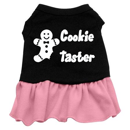 Cookie Taster Dog Dress - Black with Pink/Medium