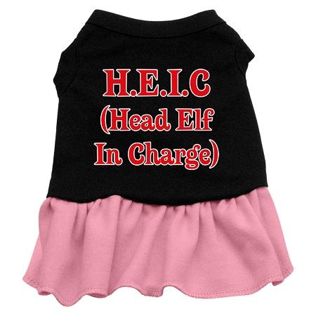 Head Elf in Charge Dog Dress - Black with Pink/Medium