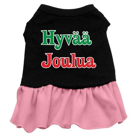 Hyvaa Joulua Dog Dress - Black with Pink/XXX Large
