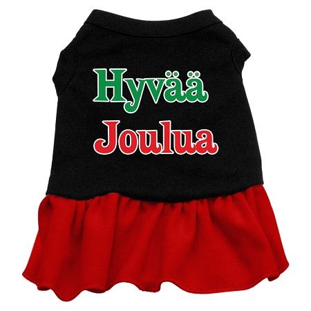 Hyvaa Joulua Dog Dress - Black with Red/XXX Large