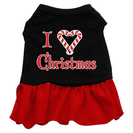 I Love Christmas Dog Dress - Black with Red/Large