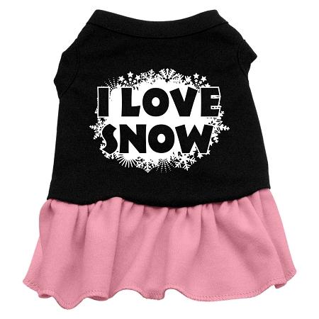 I Love Snow Dog Dress - Black with Pink/XXX Large