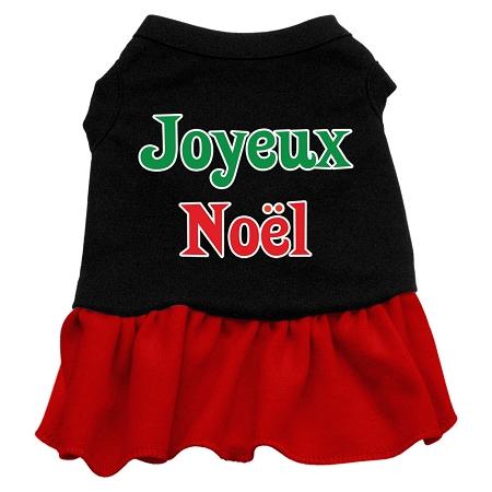 Joyeux Noel Dog Dress - Black with Red/Extra Small