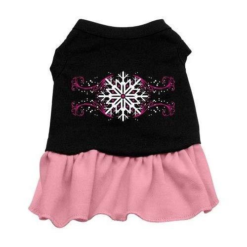 Pink Snowflake Dog Dress - Black with Pink/Extra Large