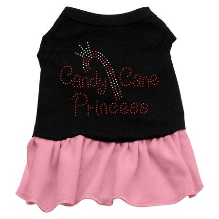 Candy Cane Princess Rhinestone Dog Dress - Black with Pink/Extra Large