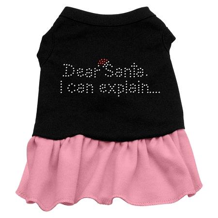 Dear Santa Rhinestone Dog Dress - Black with Pink/Medium