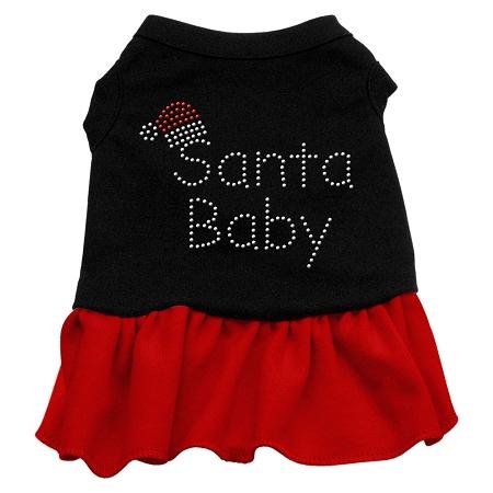 Santa Baby Rhinestone Dog Dress - Black with Red/Small