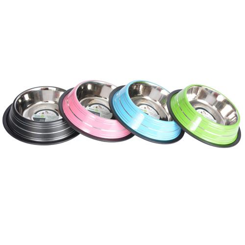 Iconic Pet - Color Splash Stripe Non-Skid Pet Bowl for Dog or Cat (Assorted Colors) - 96 oz - 12 cup