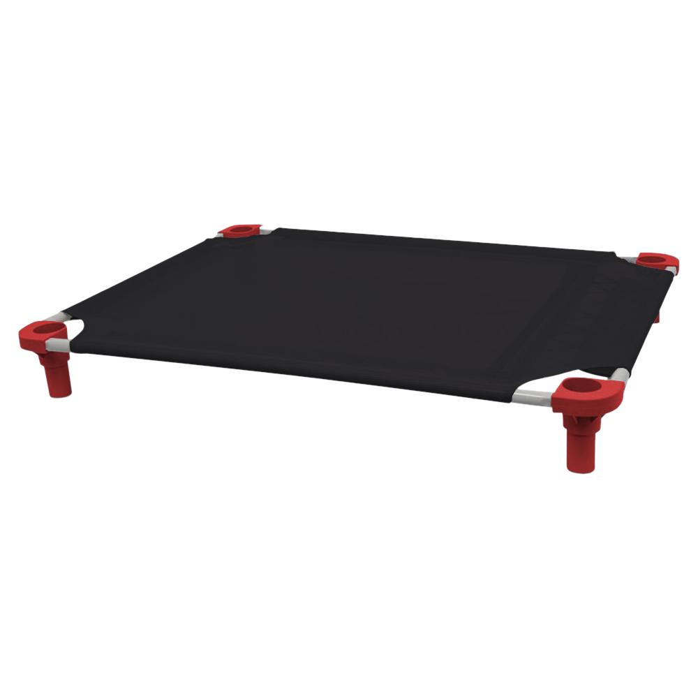 40x30 Pet Cot in Black with Red Legs, Unassembled
