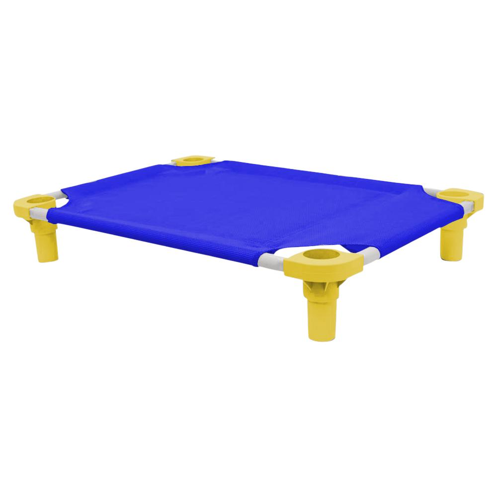30x22 Pet Cot in Blue with Yellow Legs, Unassembled