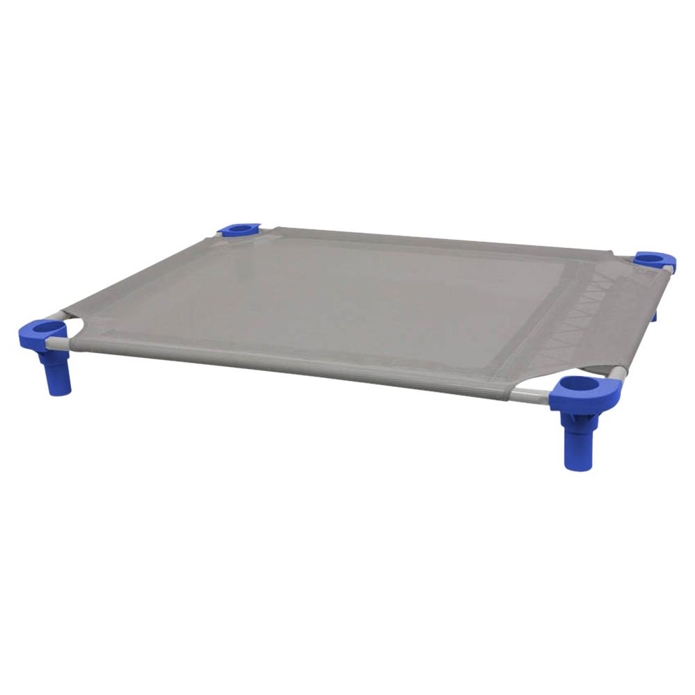 40x30 Pet Cot in Gray with Blue Legs, Unassembled